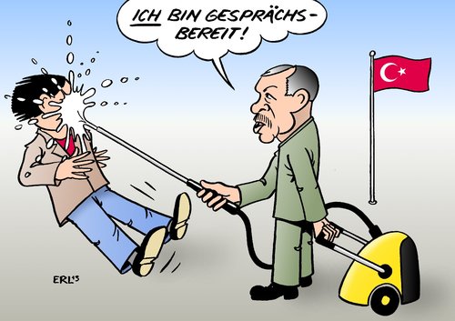 Cartoon: Erdogan (medium) by Erl tagged ministerpräsident,proteste,türkei,erdogan,autoritär,räumung,wasserwerfer,gewalt,gespräche,gesprächsbereitschaft,kärcher,türkei,istanbul,erdogan