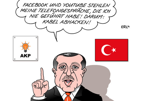 Cartoon: Erdogan (medium) by Erl tagged türkei,akp,partei,islam,ministerpräsident,erdogan,telefongespräch,mitschnitt,youtube,facebook,korruption,verbot,kabel,abhacken,türkei,akp,partei,islam,ministerpräsident,erdogan,telefongespräch,mitschnitt,youtube,facebook,korruption,verbot,kabel,abhacken