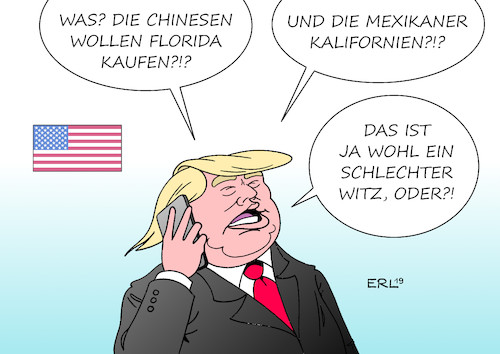 Cartoon: Es gibt noch mehr Witzbolde (medium) by Erl tagged politik,usa,präsident,donald,trump,rechtspopulismus,nationalismus,unberechenbarkeit,absicht,kauf,grönland,absage,dänemark,witz,china,florida,mexiko,kalifornien,karikatur,erl,politik,usa,präsident,donald,trump,rechtspopulismus,nationalismus,unberechenbarkeit,absicht,kauf,grönland,absage,dänemark,witz,china,florida,mexiko,kalifornien,karikatur,erl