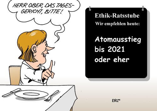 Cartoon: Ethik-Rat (medium) by Erl tagged ethik,rat,ethikrat,bundesregierung,atomausstieg,empfehlung,2021,bundeskanzlerin,angela,merkel,atomenergie,atomkraftwerk,gau,supergau,japan,fukushima,ethik,bundesregierung,atomausstieg,empfehlung,2021,bundeskanzlerin,angela merkel,atomenergie,atomkraftwerk,supergau,japan,gau,fukushima,angela,merkel