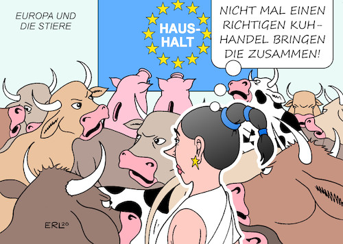 Cartoon: EU-Haushalt (medium) by Erl tagged politik,eu,haushalt,brexit,sparen,investieren,geld,mitglieder,uneinigkeit,sparschwein,europa,stier,stiere,kuhhandel,karikatur,erl,politik,eu,haushalt,brexit,sparen,investieren,geld,mitglieder,uneinigkeit,sparschwein,europa,stier,stiere,kuhhandel,karikatur,erl