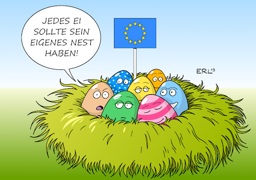 Cartoon: EU-Osternest (medium) by Erl tagged politik,eu,europawahl,rechtspopulismus,nationalismus,egoismus,spaltung,zerfall,ostern,ostereier,eier,nest,osternest,karikatur,erl,politik,eu,europawahl,rechtspopulismus,nationalismus,egoismus,spaltung,zerfall,ostern,ostereier,eier,nest,osternest,karikatur,erl