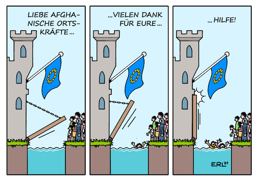 Cartoon: EU Flüchtlinge (medium) by Erl tagged politik,afghanistan,abzug,nato,usa,macht,machtübernahme,taliban,lebensgefahr,ortskräfte,frauen,mädchen,flucht,eu,flüchtlingspolitik,abschottung,festung,europa,karikatur,erl,politik,afghanistan,abzug,nato,usa,macht,machtübernahme,taliban,lebensgefahr,ortskräfte,frauen,mädchen,flucht,eu,flüchtlingspolitik,abschottung,festung,europa,karikatur,erl