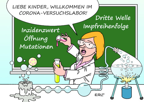 Cartoon: Experiment (medium) by Erl tagged politik,corona,virus,pandemie,covid19,lockdown,inzidenwert,schulen,öffnung,risiko,dritte,welle,mutationen,schüler,schülerinnen,lehrerinnen,lehrer,impfung,impfen,reihenfolge,impfreihenfolge,versuchskaninchen,experiment,kinder,kind,labor,chemielabor,karikatur,erl,politik,corona,virus,pandemie,covid19,lockdown,inzidenwert,schulen,öffnung,risiko,dritte,welle,mutationen,schüler,schülerinnen,lehrerinnen,lehrer,impfung,impfen,reihenfolge,impfreihenfolge,versuchskaninchen,experiment,kinder,kind,labor,chemielabor,karikatur,erl