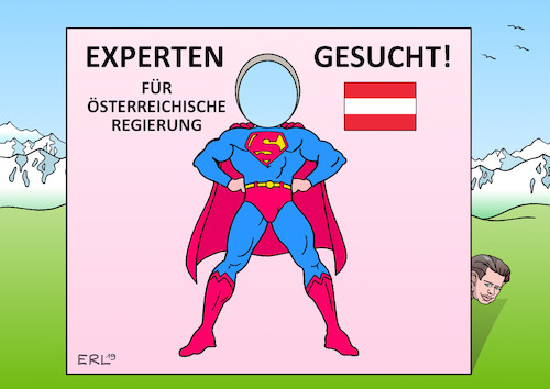 Cartoon: Experten gesucht (medium) by Erl tagged politik,österreich,fpö,strache,video,ibiza,bereitschaft,korruption,einschränkung,pressefreheit,rechtsstaat,demokratie,bundeskanzler,sebastian,kurz,entlassung,innenminister,kickl,rücktritt,minister,suche,experten,regierung,superman,karikatur,erl,politik,österreich,fpö,strache,video,ibiza,bereitschaft,korruption,einschränkung,pressefreheit,rechtsstaat,demokratie,bundeskanzler,sebastian,kurz,entlassung,innenminister,kickl,rücktritt,minister,suche,experten,regierung,superman,karikatur,erl