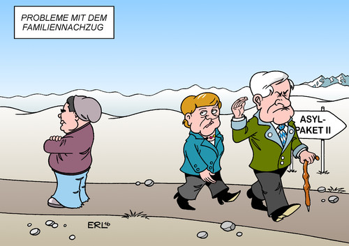 Cartoon: Familiennachzug (medium) by Erl tagged flüchtlinge,europa,deutschland,krise,reduzierung,zahlen,große,koalition,cdu,csu,spd,asylpaket,zwei,streit,familiennachzug,gabriel,merkel,seehofer,wanderung,asyl,karikatur,erl,flüchtlinge,europa,deutschland,krise,reduzierung,zahlen,große,koalition,cdu,csu,spd,asylpaket,zwei,streit,familiennachzug,gabriel,merkel,seehofer,wanderung,asyl,karikatur,erl