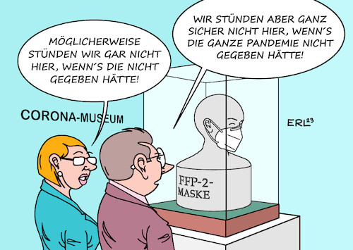 Cartoon: FFP-2-Maske (medium) by Erl tagged politik,corona,virus,covid19,pandemie,ende,ffp2,masken,museum,gesundheit,krankheit,leben,rettung,karikatur,erl,politik,corona,virus,covid19,pandemie,ende,ffp2,masken,museum,gesundheit,krankheit,leben,rettung,karikatur,erl