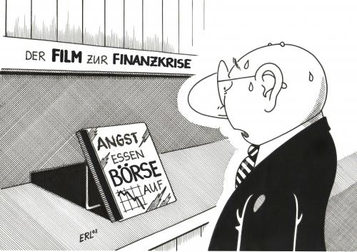 Cartoon: Film (medium) by Erl tagged finanzkrise,börse,crash,bank,pleite,angst,essen,seele,auf,film,fassbinder,rainer werner fassbinder,melodrama,drama,film,angst,finanzkrise,börse,crash,pleite,krise,finanzen,banken,bank,geld,bankensterben,aussterben,fusion,wirtschaftskrise,wirtschaft,kredite,kredit,wall street,friedhof,finanzmarkt,lehman brothers,finanzinstitut,institut,bank of america,deutsche bank,credit suisse,ubs,barclays,morgan stanley,citibank,goldman sachs,jpmorgan,merrill lynch,hilfe,sterben,untergang,katastrophe,notenbank,usa,wall,street,lehman,brothers,of,america,deutsche,credit,suisse,morgan,stanley,goldman,sachs,merrill,lynch,zentralbank,rezession,konkurs,bankrott,rainer,werner,fassbinder,essen,seelen,auf