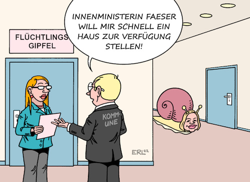 Cartoon: Flüchtlingsgipfel (medium) by Erl tagged politik,krieg,russland,ukraine,flüchtlinge,deutschland,unterbringung,problem,kommunen,hilfe,bund,immobilien,innenministerin,nancy,faeser,flüchtlingsgipfel,karikatur,erl,politik,krieg,russland,ukraine,flüchtlinge,deutschland,unterbringung,problem,kommunen,hilfe,bund,immobilien,innenministerin,nancy,faeser,flüchtlingsgipfel,karikatur,erl