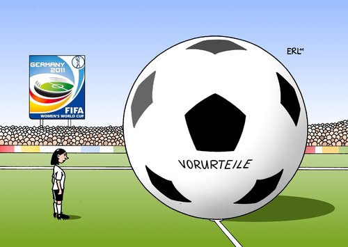 Cartoon: Frauen-Fußball-WM (medium) by Erl tagged fußball,wm,weltmeisterschaft,frauen,frau,vorurteil,vorurteile,ball,rasen,spielfeld,deutschland,2011,fußball,wm,weltmeisterschaft,frauen,frau,vorurteil,vorurteile,ball,rasen,spielfeld,deutschland,frauenwm