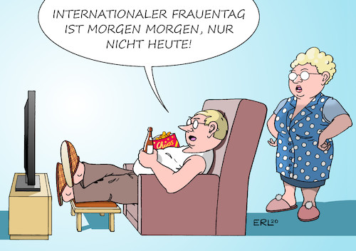 Cartoon: Frauentag (medium) by Erl tagged politik,gesellschaft,internationaler,frauentag,weltfrauentag,frau,mann,gleichberechtigung,gleichstellung,karikatur,erl,politik,gesellschaft,internationaler,frauentag,weltfrauentag,frau,mann,gleichberechtigung,gleichstellung,karikatur,erl