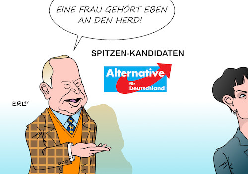 Cartoon: Frauke Petry (medium) by Erl tagged afd,alternative,für,deutschland,bundestagswahl,spitzenkandidaten,frauke,petry,verzicht,streit,querelen,rechtsaußen,alexander,gauland,björn,höcke,parteiausschlussverfahren,machtkampf,rechtspopulismus,rechtsextremismus,nationalismus,rassismus,fremdenfeindlichkeit,sexismus,frauenfeindlichkeit,karikatur,erl,afd,alternative,für,deutschland,bundestagswahl,spitzenkandidaten,frauke,petry,verzicht,streit,querelen,rechtsaußen,alexander,gauland,björn,höcke,parteiausschlussverfahren,machtkampf,rechtspopulismus,rechtsextremismus,nationalismus,rassismus,fremdenfeindlichkeit,sexismus,frauenfeindlichkeit,karikatur,erl