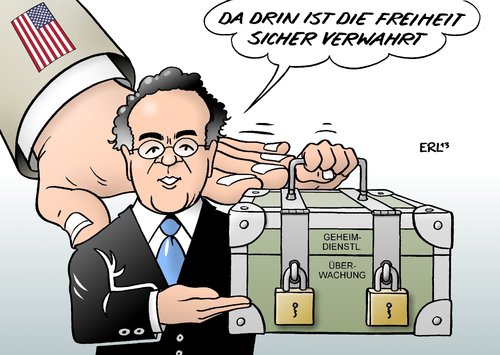 Cartoon: Friedrichs Freiheit (medium) by Erl tagged nsa,usa,geheimdienst,abhörskandal,spionage,überwachung,internet,email,telefon,deutschland,bnd,daten,datenschutz,bundesinnenminister,hans,peter,friedrich,grundrecht,sicherheit,freiheit,verwahrung,groß,bruder,klein,brav,folgsam,kiste,truhe,schloss,riegel,friedrich