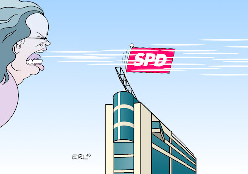 Cartoon: Frischer Wind (medium) by Erl tagged politik,bundestagswahl,spd,kanzlerkandidat,martin,schulz,niederlage,neuauflage,große,koalition,groko,cdu,csu,eintritt,kabinett,außenminister,wortbruch,rücktritt,parteivorsitz,vorsitzender,nachfolgerin,andrea,nahles,vorsitzende,starke,frau,frischer,wind,durchsetzungsvermögen,brüllen,karikatur,erl,politik,bundestagswahl,spd,kanzlerkandidat,martin,schulz,niederlage,neuauflage,große,koalition,groko,cdu,csu,eintritt,kabinett,außenminister,wortbruch,rücktritt,parteivorsitz,vorsitzender,nachfolgerin,andrea,nahles,vorsitzende,starke,frau,frischer,wind,durchsetzungsvermögen,brüllen,karikatur,erl