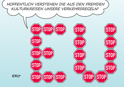 Cartoon: Frontex (medium) by Erl tagged erl,karikatur,verkehrsregeln,verkehrssignal,verkehrszeichen,rechtspopulismus,fremdenfeindlichkeit,fremd,kulturkreis,stopp,stop,signal,abschreckung,abschottung,flüchtlinge,schutz,grenze,frontex,agentur,grenzschutz,eu,eu,grenzschutz,agentur,frontex,grenze,schutz,flüchtlinge,abschottung,abschreckung,signal,stop,stopp,kulturkreis,fremd,fremdenfeindlichkeit,rechtspopulismus,verkehrszeichen,verkehrssignal,verkehrsregeln,karikatur,erl