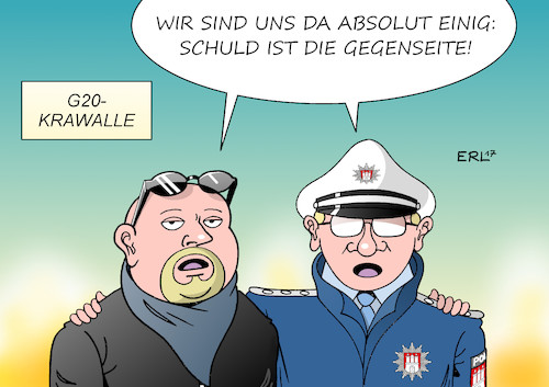 Cartoon: G20 Ausschreitungen (medium) by Erl tagged g20,gipfel,industrieländer,schwellenländer,treffen,weltpolitik,probleme,globalisierung,kapitalismus,kritik,demonstrationen,polizei,gewalt,eskalation,schwarzer,block,linksautonome,einigkeit,schuld,schuldfrage,verantwortung,karikatur,erl,g20,gipfel,industrieländer,schwellenländer,treffen,weltpolitik,probleme,globalisierung,kapitalismus,kritik,demonstrationen,polizei,gewalt,eskalation,schwarzer,block,linksautonome,einigkeit,schuld,schuldfrage,verantwortung,karikatur,erl