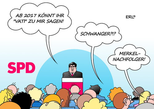 Cartoon: Gabriel (medium) by Erl tagged spd,partei,parteitag,vorsitzender,sigmar,gabriel,wiederwahl,rede,bewerbung,kanzlerkandidat,herausforderer,bundeskanzlerin,angela,merkel,mutti,vati,schwanger,dick,karikatur,erl,spd,partei,parteitag,vorsitzender,sigmar,gabriel,wiederwahl,rede,bewerbung,kanzlerkandidat,herausforderer,bundeskanzlerin,angela,merkel,mutti,vati,schwanger,dick,karikatur,erl