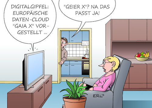 Cartoon: Gaia X (medium) by Erl tagged politik,internet,netz,daten,cloud,server,usa,digitalgipfel,gaia,europa,kontrolle,karikatur,erl,politik,internet,netz,daten,cloud,server,usa,digitalgipfel,gaia,europa,kontrolle,karikatur,erl