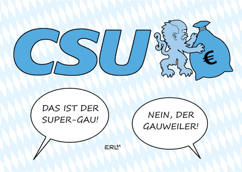 Cartoon: Gauweiler (medium) by Erl tagged politik,union,cdu,csu,maskenaffäre,verhältnis,geld,geldgier,nebenjobs,lobbyregister,ehrenerklärung,rettung,ruf,ex,abgeordneter,bundestag,peter,gauweiler,rechtsanwalt,honorare,millionen,gau,supergau,partei,wappen,löwe,raute,karikatur,erl,politik,union,cdu,csu,maskenaffäre,verhältnis,geld,geldgier,nebenjobs,lobbyregister,ehrenerklärung,rettung,ruf,ex,abgeordneter,bundestag,peter,gauweiler,rechtsanwalt,honorare,millionen,gau,supergau,partei,wappen,löwe,raute,karikatur,erl