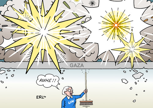 Cartoon: Gaza (medium) by Erl tagged krieg,nahost,gaza,israel,palästinenser,un,vereinte,nationen,waffenruhe,haus,wohnung,lärm,besenstiel,hilfe,krieg,nahost,gaza,israel,palästinenser,un,vereinte,nationen,waffenruhe,haus,wohnung,lärm,besenstiel,hilfe