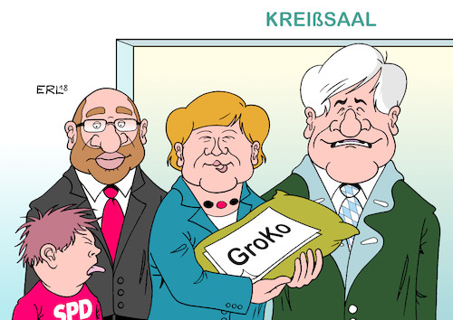 Cartoon: Geburt (medium) by Erl tagged politik,bundestagswahl,regierung,regierungsbildung,sondierung,neuauflage,groko,grosse,koalition,schwarz,rot,cdu,csu,spd,eintritt,koalitionsverhandlungen,wehen,kreisssaal,geburt,martin,schulz,jusos,basis,partei,parteibasis,widerstand,bundeskanzlerin,angela,merkel,ministerpräsident,bayern,horst,seehofer,karikatur,erl,politik,bundestagswahl,regierung,regierungsbildung,sondierung,neuauflage,groko,grosse,koalition,schwarz,rot,cdu,csu,spd,eintritt,koalitionsverhandlungen,wehen,kreisssaal,geburt,martin,schulz,jusos,basis,partei,parteibasis,widerstand,bundeskanzlerin,angela,merkel,ministerpräsident,bayern,horst,seehofer,karikatur,erl