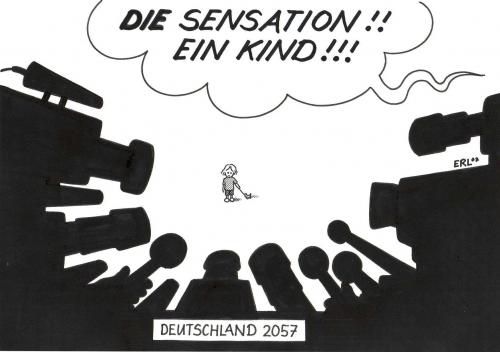 Cartoon: Geburtenrate (medium) by Erl tagged children,geburtenrate,geburt,kinder,sensation,presse,deutschland,generation,kinderlos,kinderlosigkeit,nachwuchs,demografie,demographie,demografischer wandel,demographischer,generationen,generationenvertrag,sozialsystem,altruismus,altersarmut,rentensystem,rente,demografischer,wandel