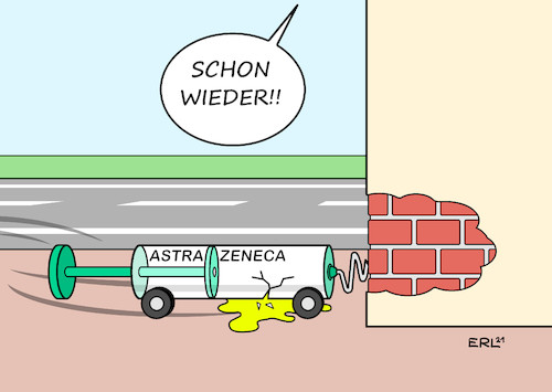 Cartoon: Gegen die Wand (medium) by Erl tagged politik,corona,virus,pandemie,covid19,impfung,impfen,impfstoff,astrazeneca,nebenwirkungen,todesfälle,stopp,neubewertung,schaden,impfplan,verzögerung,karikatur,erl,politik,corona,virus,pandemie,covid19,impfung,impfen,impfstoff,astrazeneca,nebenwirkungen,todesfälle,stopp,neubewertung,schaden,impfplan,verzögerung,karikatur,erl