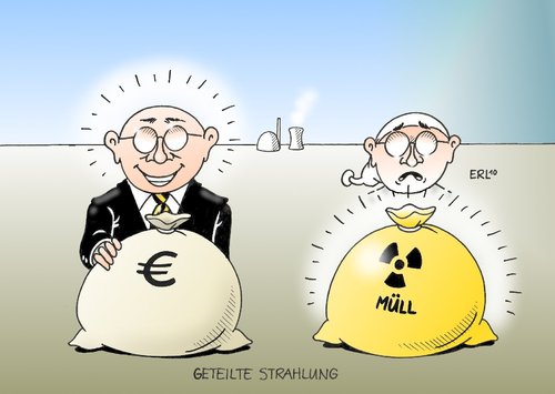 Cartoon: Geteilte Strahlung (medium) by Erl tagged atomenergie,atom,atomkraftwerk,laufzeit,verlängerung,atomkompromiss,deal,energiekonzern,gewinn,milliarden,strahlen,strahlung,atommüll,allgemeinheit,steuerzahler,gesundheit,kosten,asse,atomenergie,atom,atomkraftwerk,laufzeit,verlängerung,atomkompromiss,deal,energiekonzern,gewinn,milliarden,strahlen,strahlung,allgemeinheit,steuerzahler,atommüll