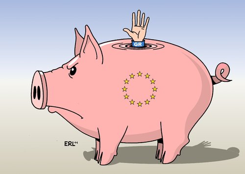 Cartoon: Griechenland (medium) by Erl tagged griechenland,schulden,krise,euro,sparkurs,sparen,kaputtsparen,wirtschaft,abwürgen,ausbluten,ertrinken,sparschwein,griechenland,schulden,krise,euro,sparkurs,sparen,kaputtsparen,wirtschaft,abwürgen,ausbluten