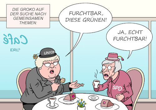 Cartoon: Groko (medium) by Erl tagged politik,regierung,große,koalition,groko,union,cdu,csu,spd,fraktionen,klausur,themen,gemeinsamkeit,lästern,die,grünen,grüne,cafe,kaffee,kuchen,tratschen,kaffeklatsch,alte,damen,volksparteien,karikatur,erl,politik,regierung,große,koalition,groko,union,cdu,csu,spd,fraktionen,klausur,themen,gemeinsamkeit,lästern,die,grünen,grüne,cafe,kaffee,kuchen,tratschen,kaffeklatsch,alte,damen,volksparteien,karikatur,erl