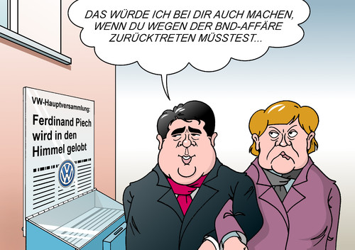 Cartoon: GroKo Piech (medium) by Erl tagged große,koalition,cdu,csu,spd,bnd,affäre,vizekanzler,sigmar,gabriel,aussage,bundeskanzlerin,angela,merkel,bedrängnis,kalkül,macht,machtkampf,vw,ferdinand,piech,patriarch,rücktritt,hauptversammlung,lob,martin,winterkorn,karikatur,erl,große,koalition,cdu,csu,spd,bnd,affäre,vizekanzler,sigmar,gabriel,aussage,bundeskanzlerin,angela,merkel,bedrängnis,kalkül,macht,machtkampf,vw,ferdinand,piech,patriarch,rücktritt,hauptversammlung,lob,martin,winterkorn