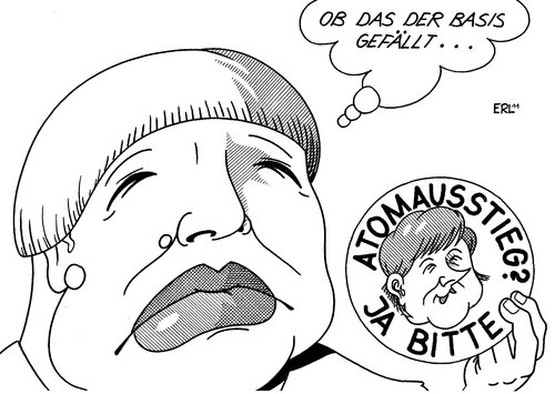 Cartoon: Grüne Atomausstieg (medium) by Erl tagged atomausstieg,atomenergie,atomkraft,grünen,die,90,bündnis,grüne,cdu,csu,fdp,schwarz,gelb,bundeskanzlerin,angela,merkel,claudia,roth,zustimmung,parteitag,basis,skepsis,grüne,grünen,atomkraft,atomenergie,atomausstieg,cdu,csu,fdp,schwarz,gelb,bundeskanzlerin,angela merkel,claudia roth,parteitag,skepsis,basis,zustimmung,angela,merkel,claudia,roth