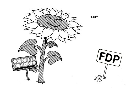 Cartoon: Grüne FDP (medium) by Erl tagged grüne,fdp,stimmungshoch,stimmungstief,umfragewerte,zustimmung,aufblühen,blumen