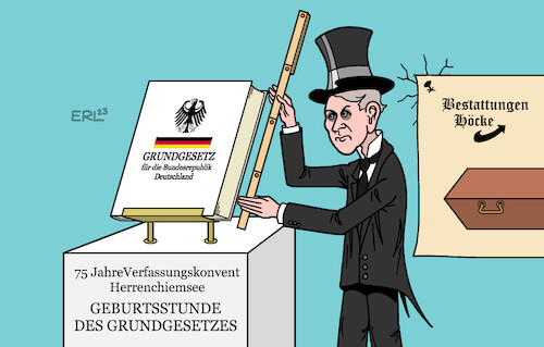 Cartoon: Grundgesetz (medium) by Erl tagged politik,geschichte,1948,verfassungskonvent,herrenchiemsee,geburtsstunde,grundgesetz,bundesrepublik,deutschland,demokratie,gefahr,rechtsextremismus,afd,björn,höcke,totengräber,bestattung,sarg,maße,karikatur,erl,politik,geschichte,1948,verfassungskonvent,herrenchiemsee,geburtsstunde,grundgesetz,bundesrepublik,deutschland,demokratie,gefahr,rechtsextremismus,afd,björn,höcke,totengräber,bestattung,sarg,maße,karikatur,erl