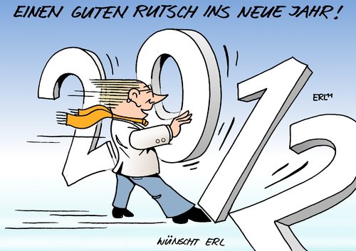 Cartoon: Guten Rutsch (medium) by Erl tagged silvester,2011,2012,neujahr,rutsch,glück,gesundheit,silvester,2011,2012,neujahr,rutsch,gesundheit