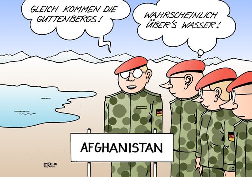 Cartoon: Guttenbergs (medium) by Erl tagged guttenberg,karl,theodor,stephanie,verteidigungsminister,beliebt,erlöser,messias,afghanistan,einsatz,bundeswehr,soldaten,guttenberg,karl theodor stephanie,verteidigungsminister,beliebt,erlöser,messias,afghanistan,einsatz,bundeswehr,soldaten,militär,karl,theodor,stephanie