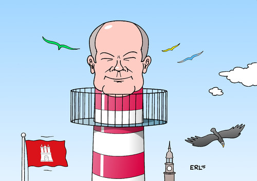 Cartoon: Hamburg (medium) by Erl tagged hamburg,bürgerschaftswahl,wahl,bürgermeister,olaf,scholz,spd,cdu,grüne,fdp,afd,leuchtturm,möwen,karikatur,erl,hamburg,bürgerschaftswahl,wahl,bürgermeister,olaf,scholz,spd,cdu,grüne,fdp,afd,leuchtturm,möwen