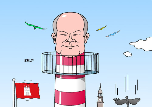 Cartoon: Hamburg II (medium) by Erl tagged hamburg,bürgerschaftswahl,wahl,bürgermeister,olaf,scholz,spd,cdu,grüne,fdp,afd,leuchtturm,möwen,karikatur,erl,hamburg,bürgerschaftswahl,wahl,bürgermeister,olaf,scholz,spd,cdu,grüne,fdp,afd,leuchtturm,möwen