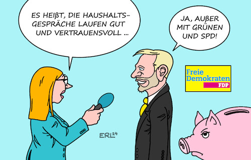 Cartoon: Haushaltsgespräche (medium) by Erl tagged politik,bundesregierung,ampel,spd,grüne,fdp,streit,dauerstreit,haushalt,2025,schuldenbremse,schulden,investitionen,geld,finanzen,finanzminister,christian,lindner,schuld,koalitionspartner,koalition,sparschwein,gespräche,haushaltsgespräche,karikatur,erl,politik,bundesregierung,ampel,spd,grüne,fdp,streit,dauerstreit,haushalt,2025,schuldenbremse,schulden,investitionen,geld,finanzen,finanzminister,christian,lindner,schuld,koalitionspartner,koalition,sparschwein,gespräche,haushaltsgespräche,karikatur,erl