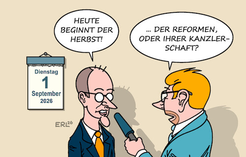 Cartoon: Herbst (medium) by Erl tagged politik,regierung,koalition,reformen,erfolg,eindämmung,afd,umfragehoch,sachsen,anhalt,gefahr,herbst,kanzlerschaft,friedrich,merz,karikatur,erl,politik,regierung,koalition,reformen,erfolg,eindämmung,afd,umfragehoch,sachsen,anhalt,gefahr,herbst,kanzlerschaft,friedrich,merz,karikatur,erl