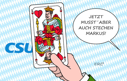 Cartoon: Herz König (medium) by Erl tagged politik,partei,csu,wahl,wiederwahl,markus,söder,vorsitzender,traumergebnis,herzkönig,herz,könig,forderung,stechen,stich,landtagswahl,ambitionen,kanzleramt,frage,karikatur,erl,politik,partei,csu,wahl,wiederwahl,markus,söder,vorsitzender,traumergebnis,herzkönig,herz,könig,forderung,stechen,stich,landtagswahl,ambitionen,kanzleramt,frage,karikatur,erl