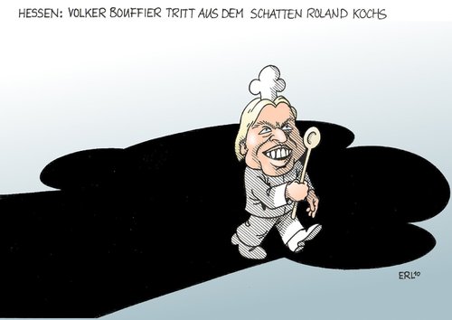 Cartoon: Hessen (medium) by Erl tagged hessen,ministerpräsident,volker,bouffier,schatten,roland,koch,hessen,ministerpräsident,volker bouffier,schatten,roland koch,volker,bouffier,roland,koch