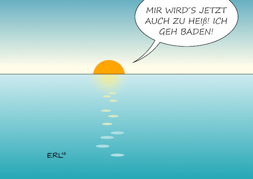 Cartoon: Hitzerekord (medium) by Erl tagged politik,klima,klimawandel,erderwärmung,wetter,hitze,rekord,hitzerekord,sonne,heiß,baden,sonnenuntergang,karikatur,erl,politik,klima,klimawandel,erderwärmung,wetter,hitze,rekord,hitzerekord,sonne,heiß,baden,sonnenuntergang,karikatur,erl