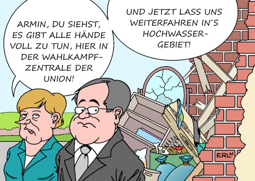 Cartoon: Hochwasser (medium) by Erl tagged politik,wahl,bundestagswahl,2021,kanzlerkandidat,union,cdu,csu,armin,laschet,umfragen,absturz,umfragetief,wahlkampf,desaster,besuch,bundeskanzlerin,angela,merkel,hochwasser,gebiet,eifel,nrw,karikatur,erl,politik,wahl,bundestagswahl,2021,kanzlerkandidat,union,cdu,csu,armin,laschet,umfragen,absturz,umfragetief,wahlkampf,desaster,besuch,bundeskanzlerin,angela,merkel,hochwasser,gebiet,eifel,nrw,karikatur,erl