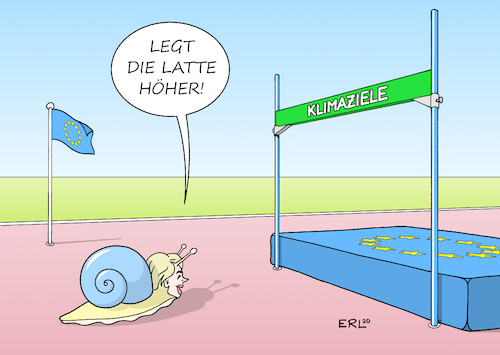 Cartoon: höhere Ziele (medium) by Erl tagged politik,eu,europäische,union,rede,ursula,von,der,leyen,kommissionspräsidentin,klima,klimaschutz,klimaziel,reduktion,co2,hochsprung,karikatur,erl,politik,eu,europäische,union,rede,ursula,von,der,leyen,kommissionspräsidentin,klima,klimaschutz,klimaziel,reduktion,co2,hochsprung,karikatur,erl