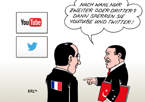 Cartoon: Hollande Erdogan (medium) by Erl tagged kommunalwahl,frankreich,türkei,präsident,hollande,sozialist,niederlage,ministerpräsident,erdogan,akp,sieg,kritik,sperrung,youtube,twitter,internet,soziales,netzwerk,social,media,kommunalwahl,frankreich,türkei,präsident,hollande,sozialist,niederlage,ministerpräsident,erdogan,akp,sieg,kritik,sperrung,youtube,twitter,internet,soziales,netzwerk,social,media