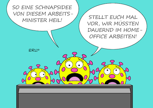 Cartoon: Home-Office (medium) by Erl tagged politik,corona,virus,pandemie,covid19,soziale,distanz,social,distancing,arbeit,home,office,vorschlag,arbeitsminister,hubertus,heil,gesetz,arbeitnehmer,recht,zwei,tage,arbeitgeber,karikatur,erl,politik,corona,virus,pandemie,covid19,soziale,distanz,social,distancing,arbeit,home,office,vorschlag,arbeitsminister,hubertus,heil,gesetz,arbeitnehmer,recht,zwei,tage,arbeitgeber,karikatur,erl