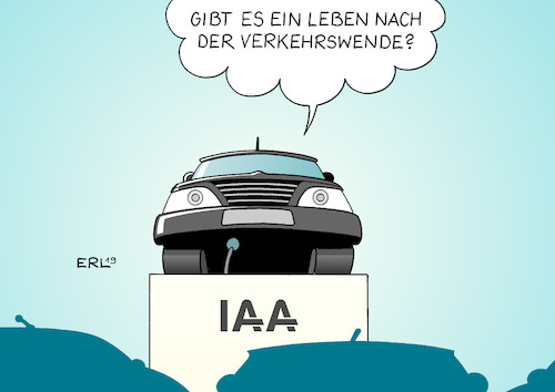 Cartoon: IAA (medium) by Erl tagged politik,auto,automobilbau,automobil,messe,frankfurt,iaa,diesel,skandal,krise,alternative,antriebe,elektroauto,elektromobilität,wasserstoff,mobilität,zukunft,klima,co2,klimaschutz,klimawandel,verkehrswende,angst,nachdenken,karikatur,erl,politik,auto,automobilbau,automobil,messe,frankfurt,iaa,diesel,skandal,krise,alternative,antriebe,elektroauto,elektromobilität,wasserstoff,mobilität,zukunft,klima,co2,klimaschutz,klimawandel,verkehrswende,angst,nachdenken,karikatur,erl