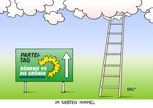 Cartoon: Im siebten Himmel (medium) by Erl tagged grüne,bündnis,90,die,grünen,parteitag,umfragewerte,umfragehoch,zustimmung,höhenflug,wähler,himmel,leiter,wolken,grüne,bündnis,grünen,parteitag,umfragewerte,umfragehoch,zustimmung,höhenflug,wähler,himmel,wolken,leiter,wahl,wahlen