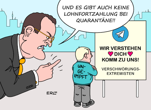 Cartoon: Impfen und Schimpfen (medium) by Erl tagged politik,corona,impfen,impfung,impfgegner,impfmuffel,gesundheitsminister,jens,spahn,strategie,druck,ungeimpfte,streichung,lohnfortzahlung,quarantäne,gefahr,test,weniger,abgleiten,verschwörungstheorien,querdenker,coronaleugner,extremismus,karikatur,erl,politik,corona,impfen,impfung,impfgegner,impfmuffel,gesundheitsminister,jens,spahn,strategie,druck,ungeimpfte,streichung,lohnfortzahlung,quarantäne,gefahr,test,weniger,abgleiten,verschwörungstheorien,querdenker,coronaleugner,extremismus,karikatur,erl